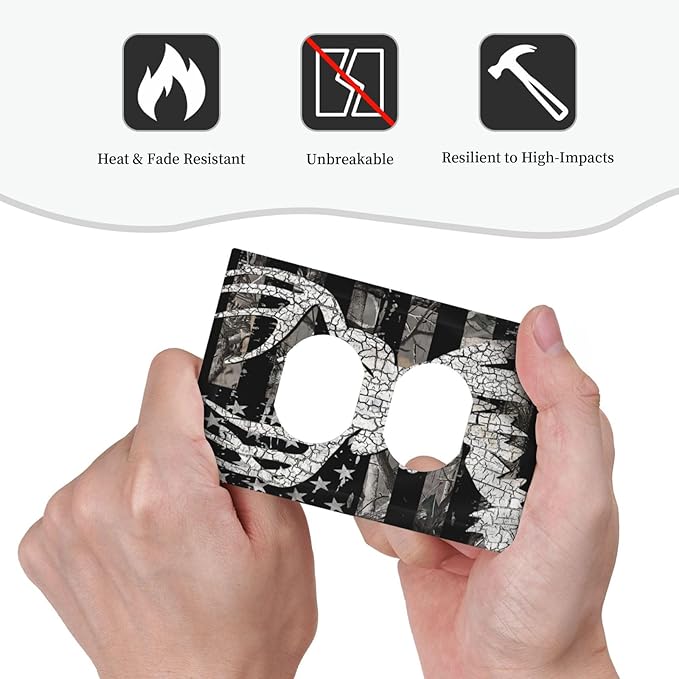 American Flag Forest Antler Deer Elk 1 Gang Outlet Plate Covers Decorative Single Duplex Wall Plate Electrical Receptacle Light Switch Cover Electric Switchplate Country Decor