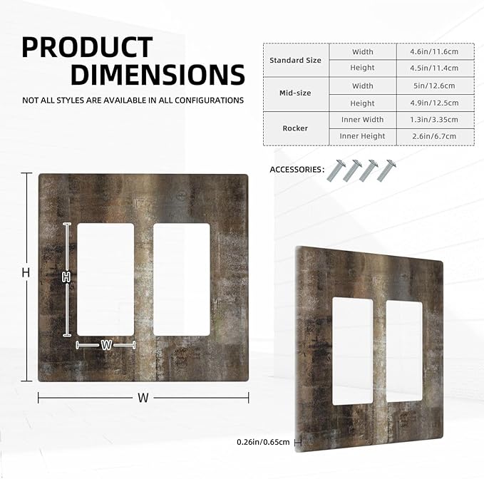 Decorative Outlet Covers Tan Brown Rustic Abstract Wood Vintage Wooden 2 Gang Double Rocker Light Switch Cover Decorative Switch plates Electrical Wallplates GFCI Receptacle for Farmhouse Home