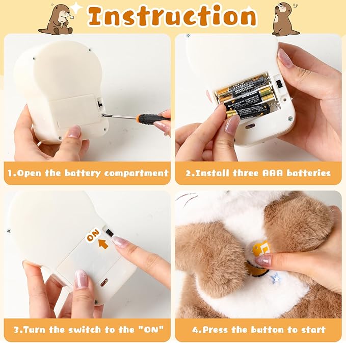 Baby Comfort Otter Breathing Stuffed Animal Buddy-Fur Real Pets Plush Sound Machine with Music, Warm Lights, Peaceful Moments for Kids & Adult | Peluche Que Respira