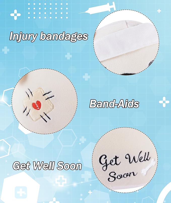 Get Well Soon Dog Plush - Dog Stuffed Animals Apricot Plushie Toys with Injury Bandage, Kids' Pillow Cushion, Gifts for Patient Girls Boys，9 Inch