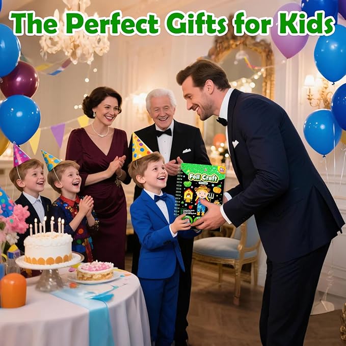 FUNNYB&G Foil Art Crafts for Kids Ages 4-8: Mother's Day 2026, Birthday Gift for Kids, Art and Crafts Supplies, Party Favors, Creative Toys for Kids 4 5 6 7 8 9 Years Old(Farm)