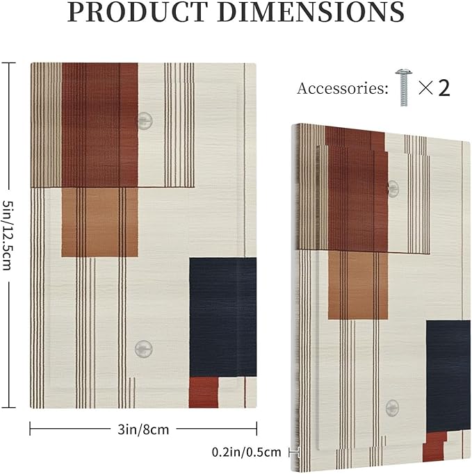 Abstract Geometric 1 Gang Light Switch Cover Electrical No Device Wall Plate Modern Squares Switchplates Decorative Receptacle Faceplate for Country Bedroom Kitchen Living Room Decor