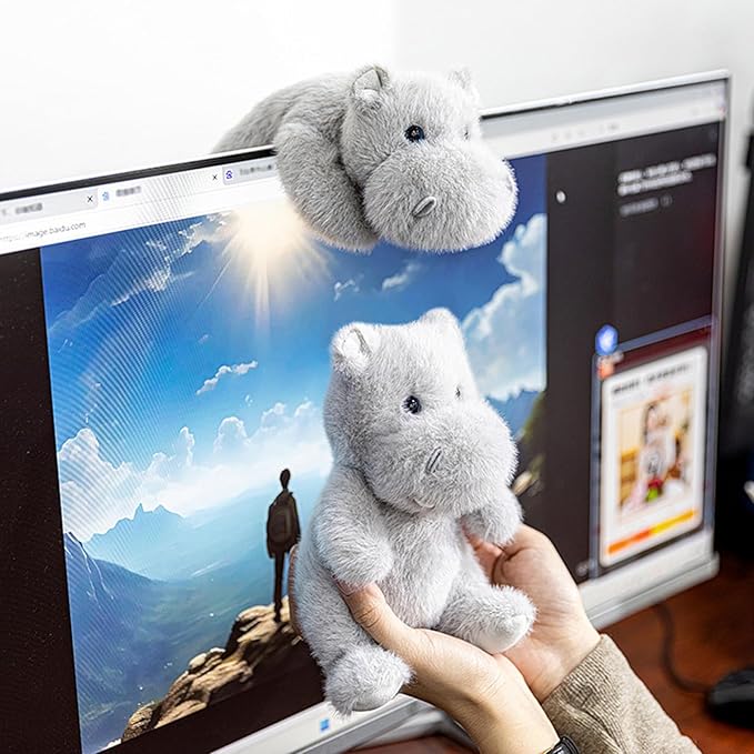 PEACH CAT Hippo Stuffed Animal Cute Hippopotamus Plushies Small Plush Toys Gifts for Girls Boys Kids Grey