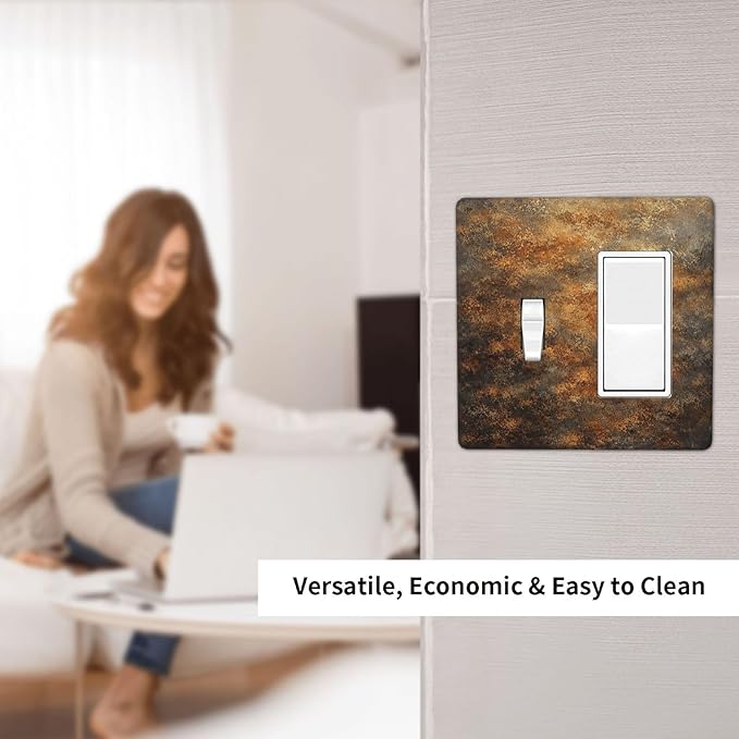 Decorative Outlet Covers Vintage Rust Pattern in Brown gold 2 Gang Light Switch Cover Plate Single Toggle 1 Rocker Wall Plates for Electrical Outlets Switch Plate Covers for Bedroom Decor