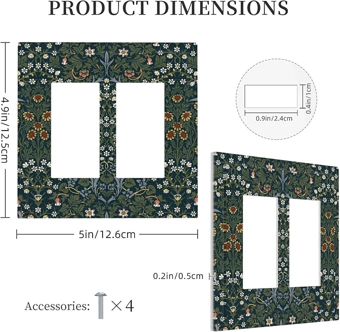 Decorative Outlet Covers Colorful Floral Boho Flower Plant Leaf 2 Gang Double Gfci Rocker Electrical Wall Panels Light Switch Cover Plate For Bed Room Living Room Decor