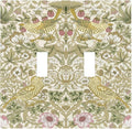 William Morris Vintage Strawberry Bird Botanical Decorative Switch Plates 2 Gang Double Toggle Outlet Light Switch Cover Wall Plate Electrical Faceplate for Farmhouse Home Decor