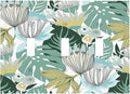 Retro Tropical Leaves 3 Gang Light Switch Cover Triple Toggle Wall Plates Decorator Receptacle Outlet Covers Electrical Switchplate Faceplate for Bedroom Bathroom Kitchen Decor