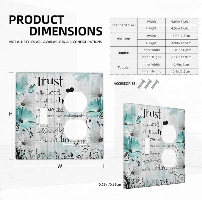 Rustic Teal Daisy Bible Verse Wooden Inspirational Quote Wallplates 1 Toggle 1 Duplex Switch Plate Electrical GFCI Faceplate Decorative Light Switch Covers for Bedroom Living Room Decor