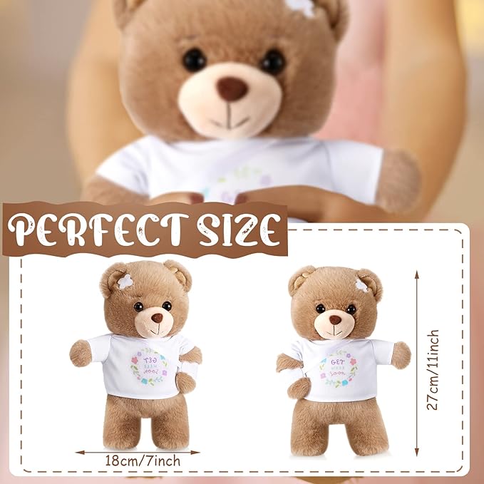 Deekin Get Well Soon Gifts for Kids Injured Recovery Bear Stuffed Animal Gifts Bear for Kids Adult with Broken Arm After Surgery Soft Bandage Plush 10 Inches(Brown,Arm Injury)
