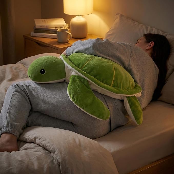 WEIGEDU Large Weighted Sea Turtle Stuffed Animal Plush Toy with Embroidered Eyes, Removable Weight Pack - 28 Inches, 5 lb Soft Cuddly Toy for Kids and Adults
