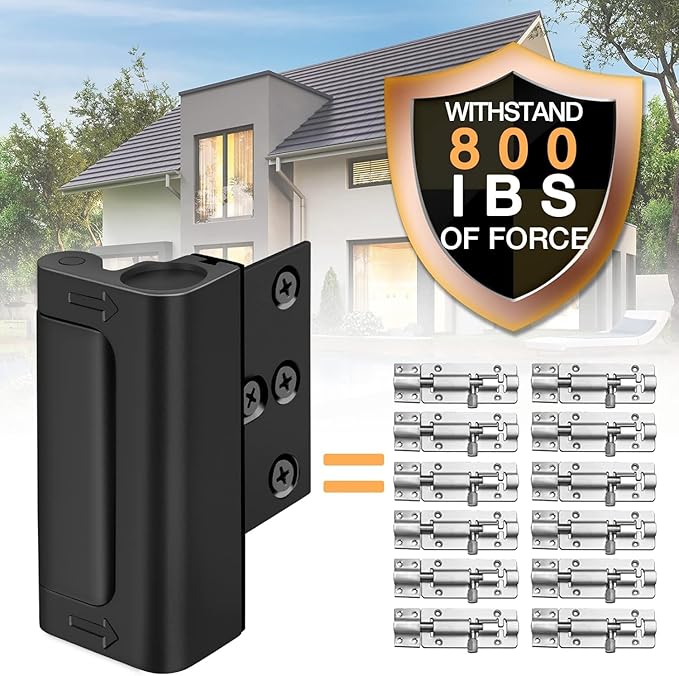 Door Reinforcement Lock for Front Door, Child Proof Top of Door Safety Latch Extra Flip Door Lock Withstand 800 Lbs High Home Security Night Guardian for Inward Swinging Doors Kids Safety Stop Entry