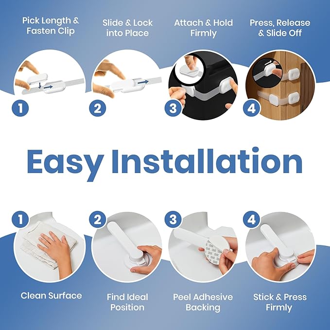Baby Proofing Toilet Seat Locks (2-Pack) - Ideal Baby Proof Toilet Lid Locks (8.5" L x 3" W) - Easy Installation Toilet Locks Set - No Tools Required