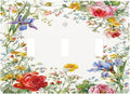 Decorative Light Switch Cover Plate Rustic Red Flower Garden Floral 3 Gang Wall Plates for Electrical Outlets Triple Toggle Switch Plate Covers Outlet Covers Faceplate for Country Home Decor