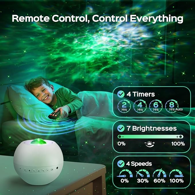 One Fire 360 Lights Galaxy Projector Night Light Projector Star Projector Mothers Day Gifts Teen Girl Gifts for Boys Gift Ideas Women Gifts Birthday Gifts Lava Lamp 15 White Noise+Bluetooth Room Decor