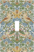 William Morris Strawberry Thrush Birds 1 Gang Light Switch Cover Single Toggle Wall Plate Vintage Floral Flowers Plant Decorative Electrical Switchplate Covers for Country Home Decor
