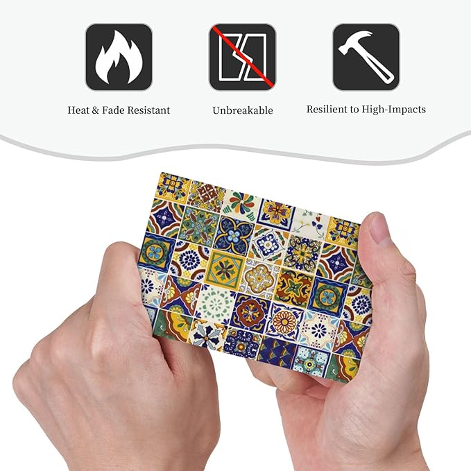 Decorative Kitchen 1-Gang No Device Blank Wallplate Yellow Mexican Moroccan Tile, Electrical Talavera Vintage Mexico Mosaic Style Unused Blank Device Receptacle Outlet Covers Light Switch Cover