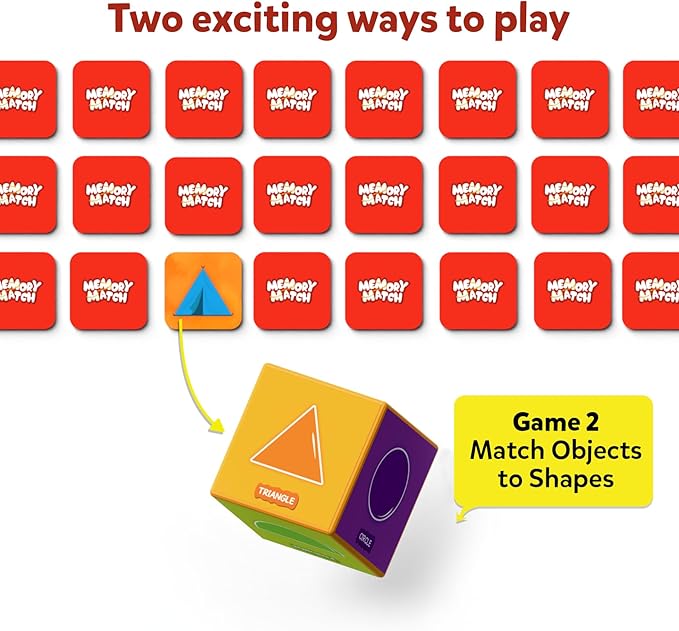 Skillmatics Memory Match - Shapes, Fun & Fast Matching Board Game for Kids, Educational Preschool Game for Toddlers, Boys & Girls Ages 3, 4, 5, 6 & 7, Learning & Brain Development Toy