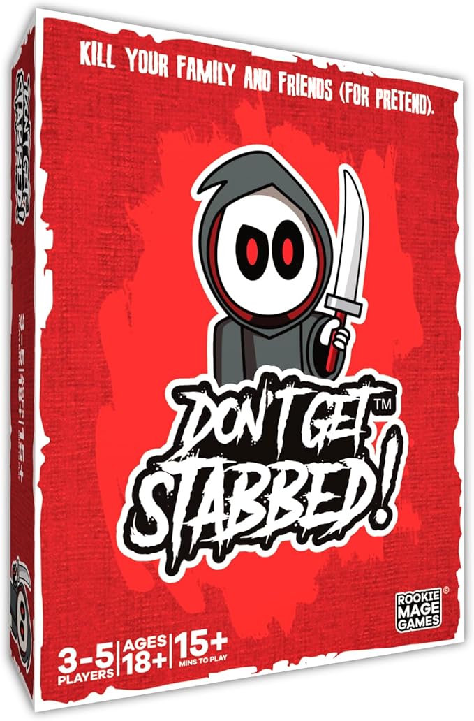 Don't Get Stabbed!: The Party Game Where You Get to Kill Your Family and Friends (for Pretend). Exciting Card Game for Adults and Horror Gift for Scary Movie Fans. Great for Halloween.