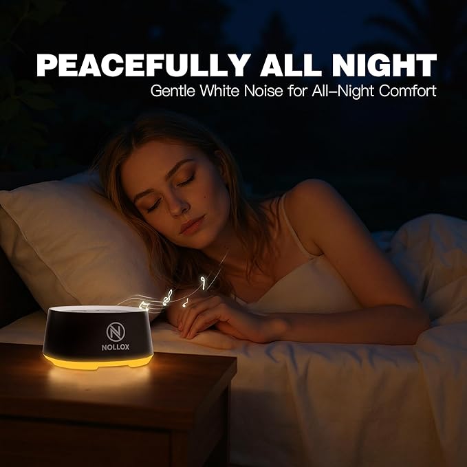 White Noise Machine for Baby Kids & Adults 24 Soothing Sounds Cry Sensor Night Light Rechargeable via Type-C Timer & Memory Portable Sleep Sound Device