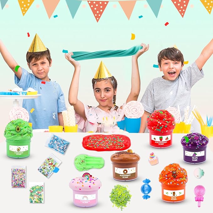 Elover ICE Cream Slime Kit for Girls and Boys Fluffy DIY Slime Toys Gifts Ages 6-10 to Make Ice Cream Slimes Kids Girl Toys 8-10 Years Old