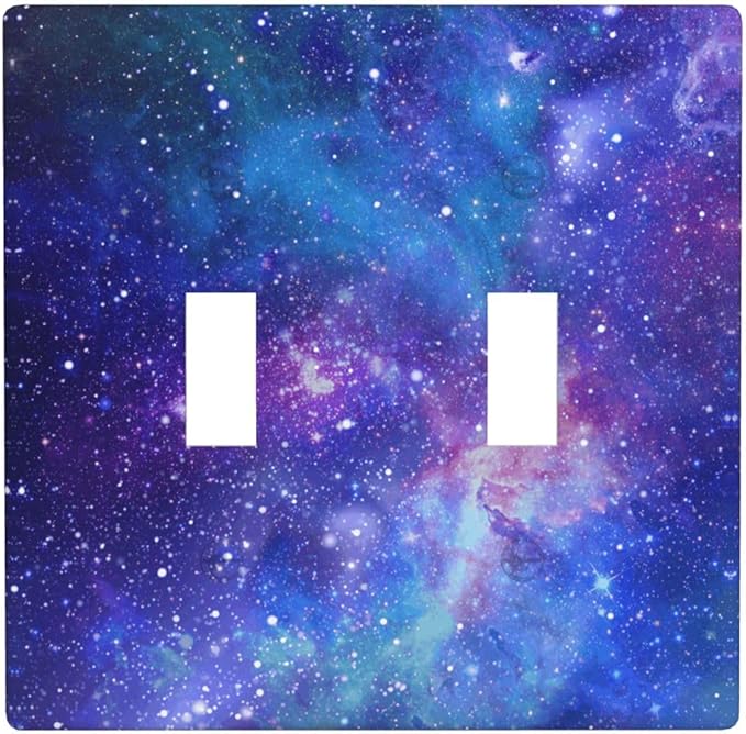 Space Galaxy Double Light Switch Cover Plates Decorative 2 Gang Wall Plate Double Toggle Lightswitch Cover