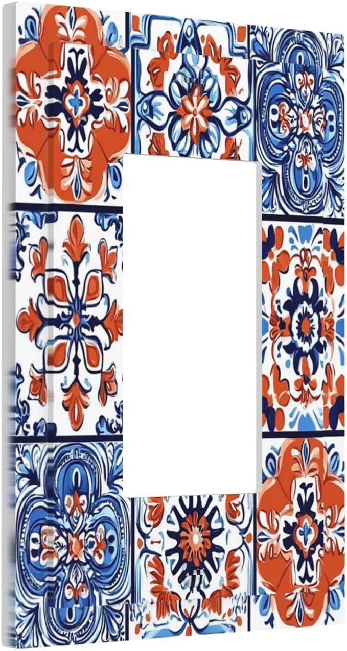 Decorative Outlet Covers Colorful Talavera Mexican Tile 1 Gang Single Rocker Light Switch Cover Plate Wall Plates Gfci Faceplate For Bathroom Kitchen Decor