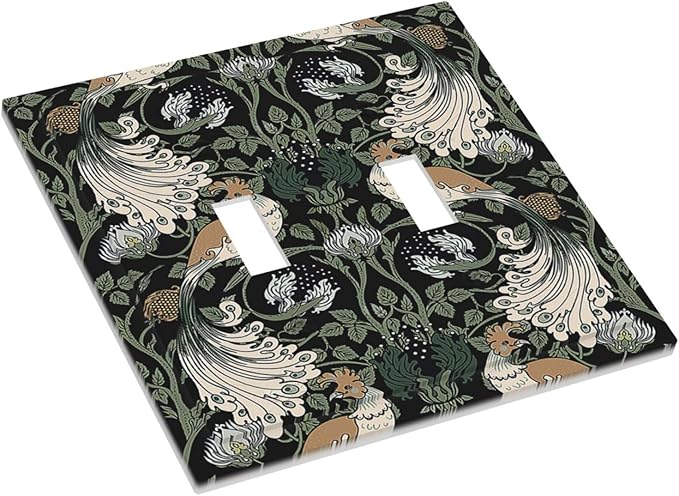 Decorative Switch Plates William Morris Vintage Floral Plants And Birds 2 Gang Double Toggle Wall Plate Outlet Light Switch Cover Electrical Faceplate for Bedroom Home Decor