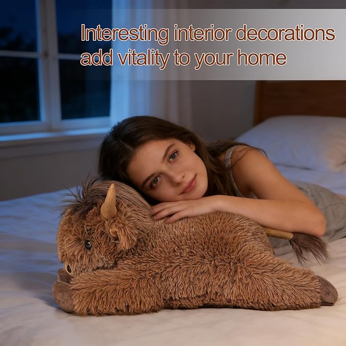 WDXDSOB Weighted Highland Cow Stuffed Animals, 4.2 Lbs Weighted Highland Cow Plush for Kids & Adults, 21.6 Inch Large Cattle Pillow Toy Gift for Christmas Birthday Gift