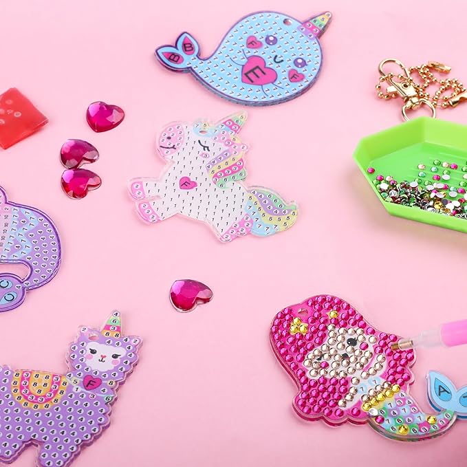 Labeol Arts and Crafts for Kids Ages 8-12 - Creat Your Own GEM Keychains-5D Diamond Art by Numbers GEM Art Kits for Kids Girls Toddler Crafts Age 6-7 6-8 10-12 (Dream)