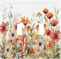 Watercolor Wild Flower Floral Daisy Plant Decorative Switch Plates 2 Gang Double Toggle Outlet Light Switch Cover Wall Plate Electrical Faceplate for Bedroom Living Room Decor