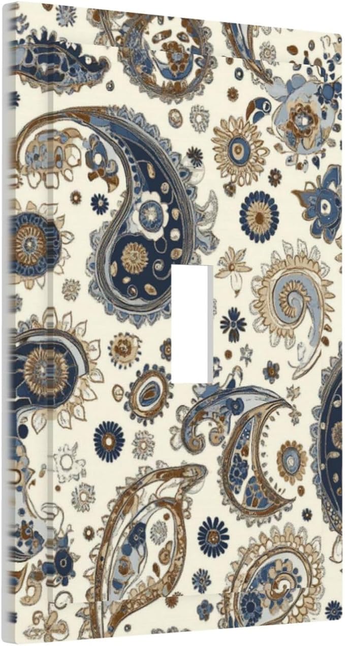 Decorative Light Switch Cover Doodle Style Floral Abstract Teardrop 1 Gang Single Toggle Device Electrical Faceplate Switchplates Decorator Outlet Wall Plate For Bed Room Living Room Decor