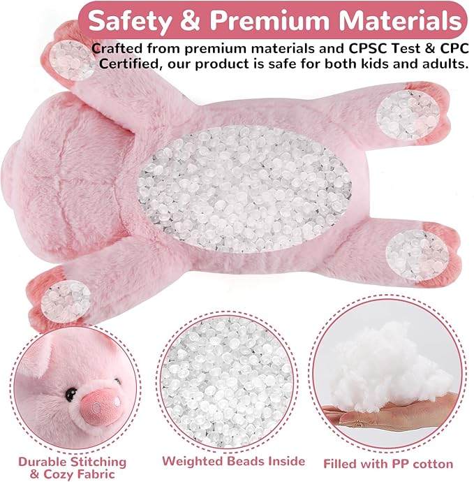 gnomantic Pig Weighted Stuffed Animals - 22 Inch 4.5 Pounds Weighted Plushies Pig - Big Plush Stuffed Animals Pillow - Cute Plush Toys Gifts for Kids & Adults