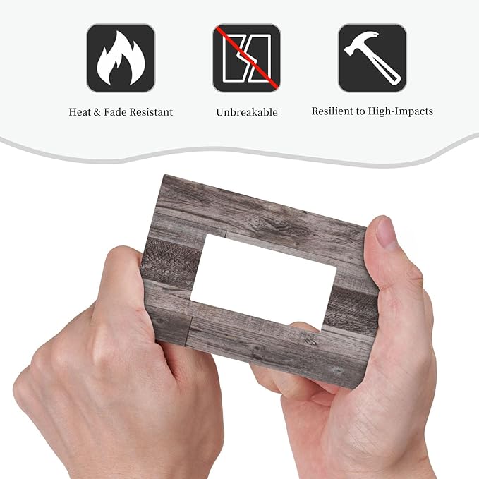 Decorative Outlet Covers Rustic Dark Grey Wood Retro Country Wooden 1 Gang Single Rocker Light Switch Cover Plate Wall Plates GFCI Faceplate for Farmhouse Cabin Decor