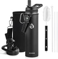 RAYMYLO Insulated Water Bottle 24oz, Triple Wall Vacuum Stainless Steel (Cold for 24Hrs, Hot for 12Hrs), Leak Proof & Non-BPA, 24oz Hydro Water Flask with Paracord Handle & Straw Spout Lids