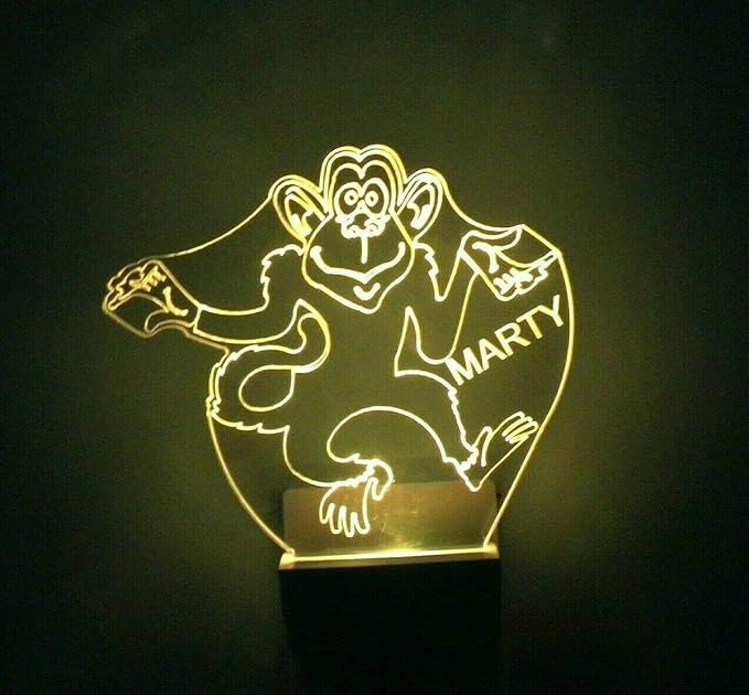 MIRROR MANIA Night Light Multi Color Personalized LED Plug-in, Ultra-Slim Touch Night Light Smart Dusk to Dawn Sensor, Kids Children's Bedroom Kitchen Bathroom Hallway Play Room Variations (Monkey)