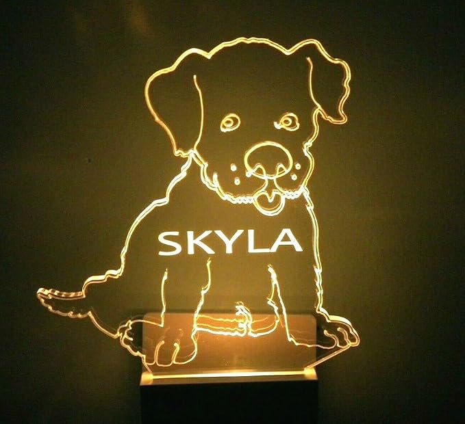Night Light Multi Color Personalized LED Plug-in, Ultra-Slim Touch Night Light Smart Dusk to Dawn Sensor, Kids Children's Bedroom Kitchen Bathroom Hallway Play Room Variations (Puppy Pup Dog)