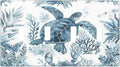 Blue Sea Turtle Coastal Coral Beach Crab Seaweed Light Switch Covers Quad Toggle Electrical Faceplate 4 Gang Wall Plate Decorative Switch Plates for Kids Room Bathroom Decor