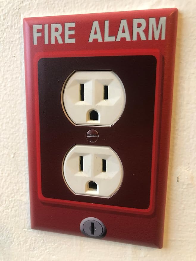 Boys Room Light Switch Cover Plate Kids Decorative Nursery Teen Toddler Room Decor Bedroom Bathroom Playroom (Fire Alarm Outlet)