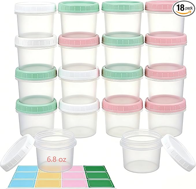ASEVAT 18 Pack 6.8 oz Food Storage Containers with Twist Lids – Leakproof BPA-Free Soup Containers, Microwave/Dishwasher Safe Freezer Containers for Meal Prep, Leftovers & Takeout
