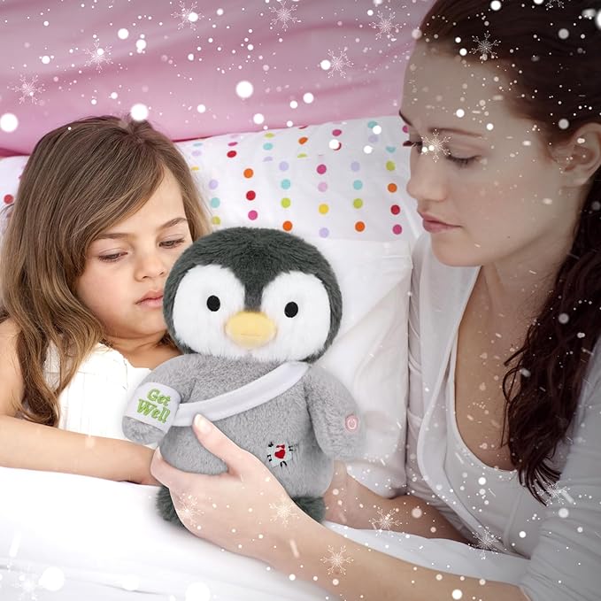 Get Well Soon Penguin Plush, Cute Light up Penguin Stuffed Animal, Soft Bandage Cuddly LED Nightlight Plush Toy, Birthday Toys Great Gift for Kids Girls Boys -No Battery(8 Inch)