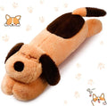 Queekay Dog Body Pillow Stuffed Animals Plush Long Body Pillow for Dogs Large Sleeping Hugging Puppy Cushion Gift for Birthday Party(23.6 Inch,Brown)