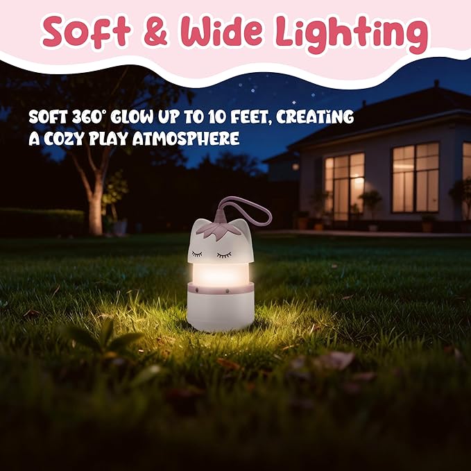 WORKPRO 2-Pack Kids Camping Lanterns with RGB Lights, Battery Powered with Lanyard, Fun Night Light Gifts for Kids - Unicorn Design