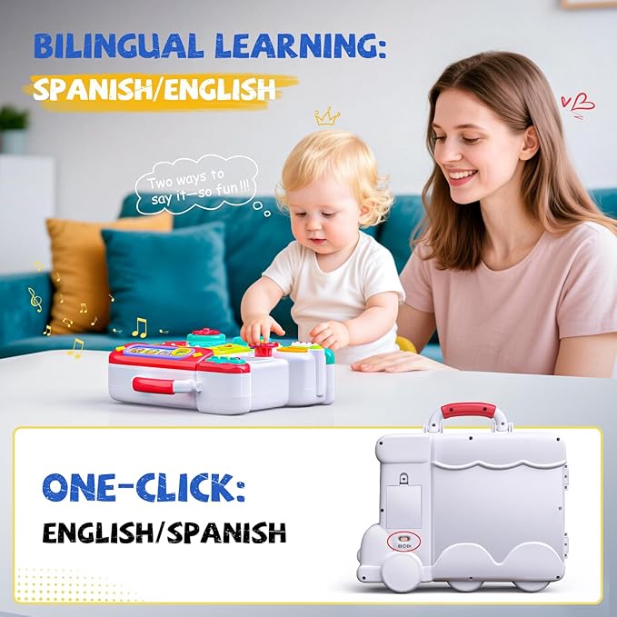 Montessori Busy Board Toys for 1 Year Old Boy, 1 Year Old Boy Birthday Gift, 54-in-1 English & Spanish Baby Busy Board Montessori Toys, Ideals 1st Birthday Gifts Boy, 1 Year Old Boy Toys Gifts
