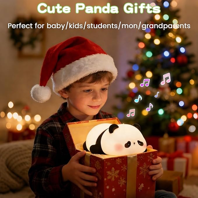 Cute Panda Night Light with White Noise, Sound Machine for Baby Sleeping Aid ,Toddler Sleep Trainer 4 Soothing Sleep Sounds,Timer/Dimmable Nursery Silicone Night Light, Cute Gifts for Kids Boys/Girls