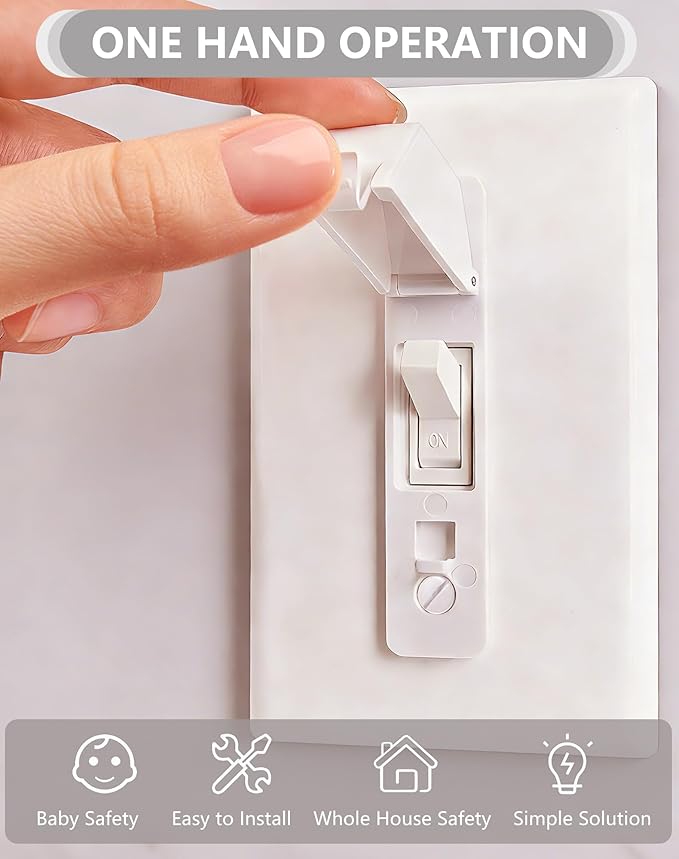 4 Pack Light Switch Cover Guard,Light Switch Lock With Glow In The Dark Effect, Child Proof Wall Switch Cover Keeps Lights or Switches from Being Accidentally Turned ON or OFF （White)