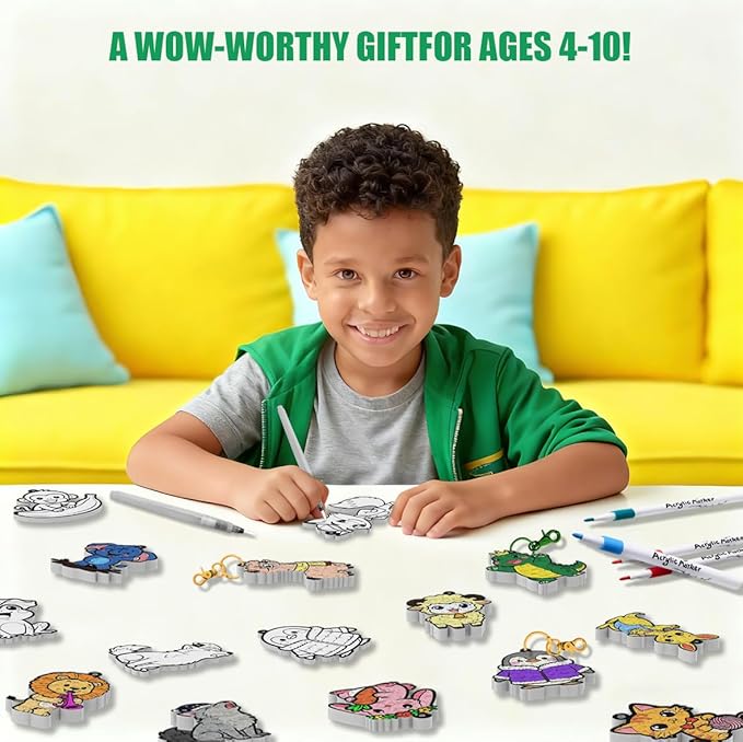 WurLoo Aqua Puffs 3D Art Kit Animals, Magic Foam Texture Painting Kit, Mess-Free Craft for Kids, DIY Color & Inflate Activity, Travel Toys & Creative Gifts for Girls and Boys Ages 4, 5, 6, 7, 8, 9, 10