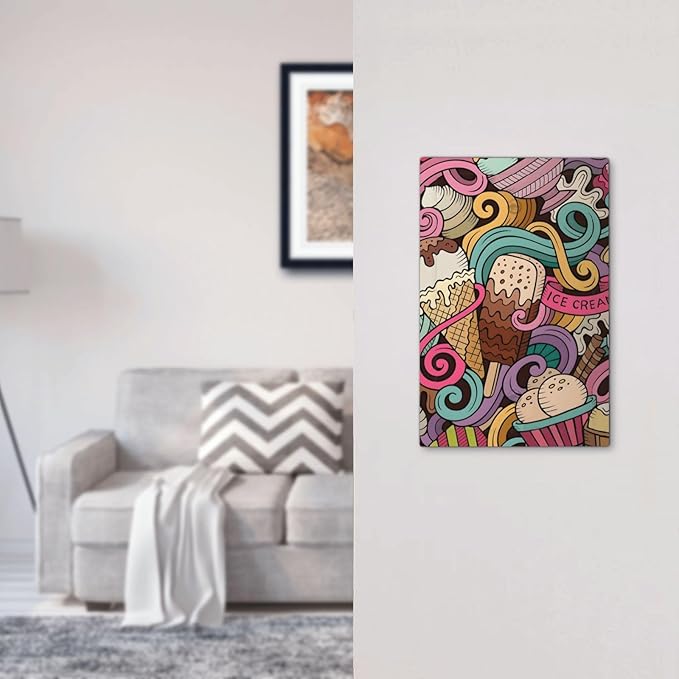 Cartoon Hand Drawn Ice Cream Doodles Colorful Print Light Switch Cover Plate 1 Gang No Device Blank Electrical Wall Plates Faceplate Decorative Switch Plate Covers for Kids Room Nursery Decor
