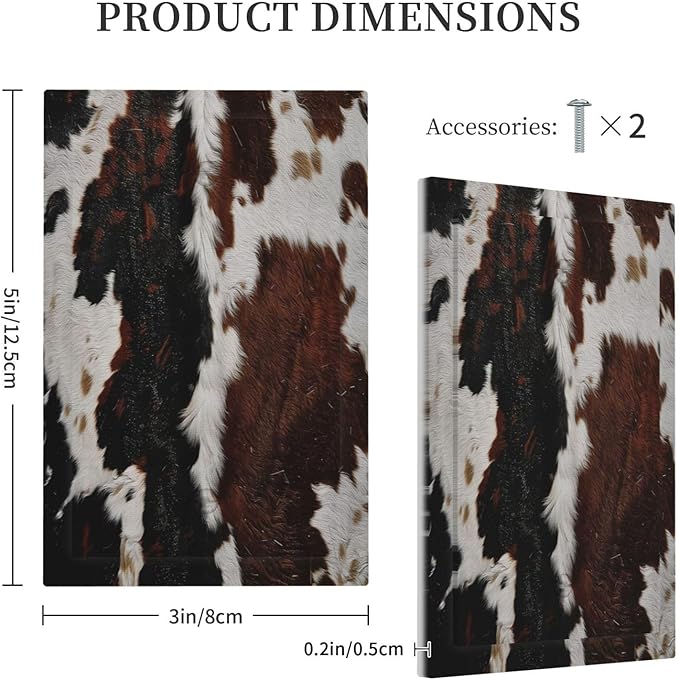 Cowhide Print Abstract Animal Fur Rustic Light Switch Cover Plate 1 Gang No Device Blank Electrical Wall Plates Faceplate Decorative Switch Plate Covers for Farmhouse Home Decor