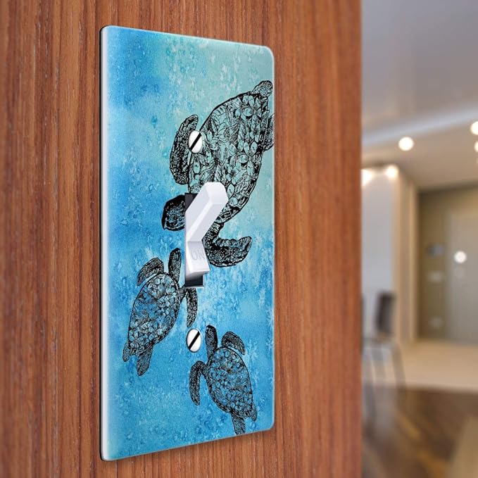 WIRESTER Single Gang Toggle Light Switch Plate/Wall Plate Cover - Ocean Sea Turtles