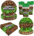 140pcs Green Birthday Party Decorations Green Plates Napkins Party Supplies Disposable Paper Cups Tableware Set for Boys Kid Teen Birthday Decor Serves 20